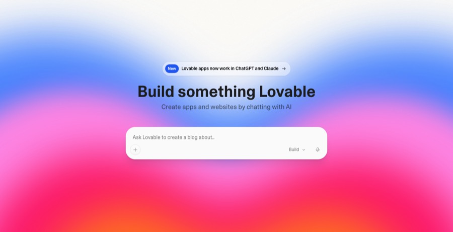 Lovable homepage: create apps and websites by chatting with AI